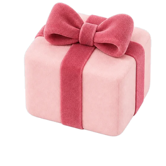 a small blush-wrapped present